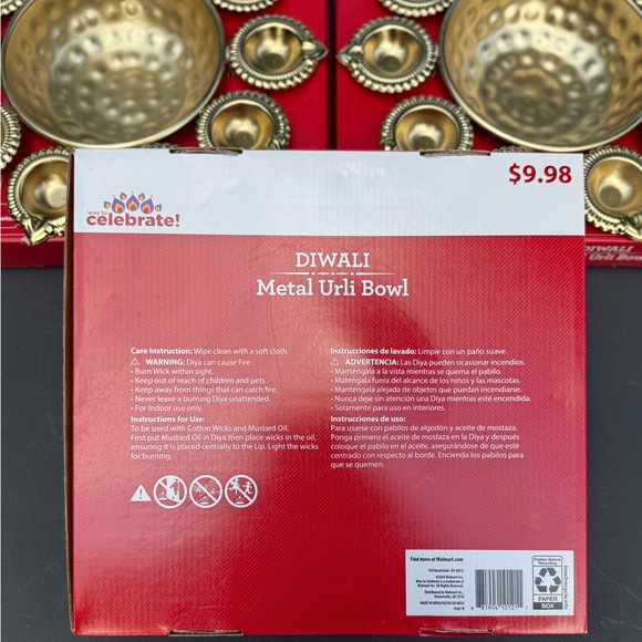 Gold Metal Urli Bowl Set of THREE NEW!!! Diwali/Bohemian/Hippie/Holiday - Picture 7 of 9